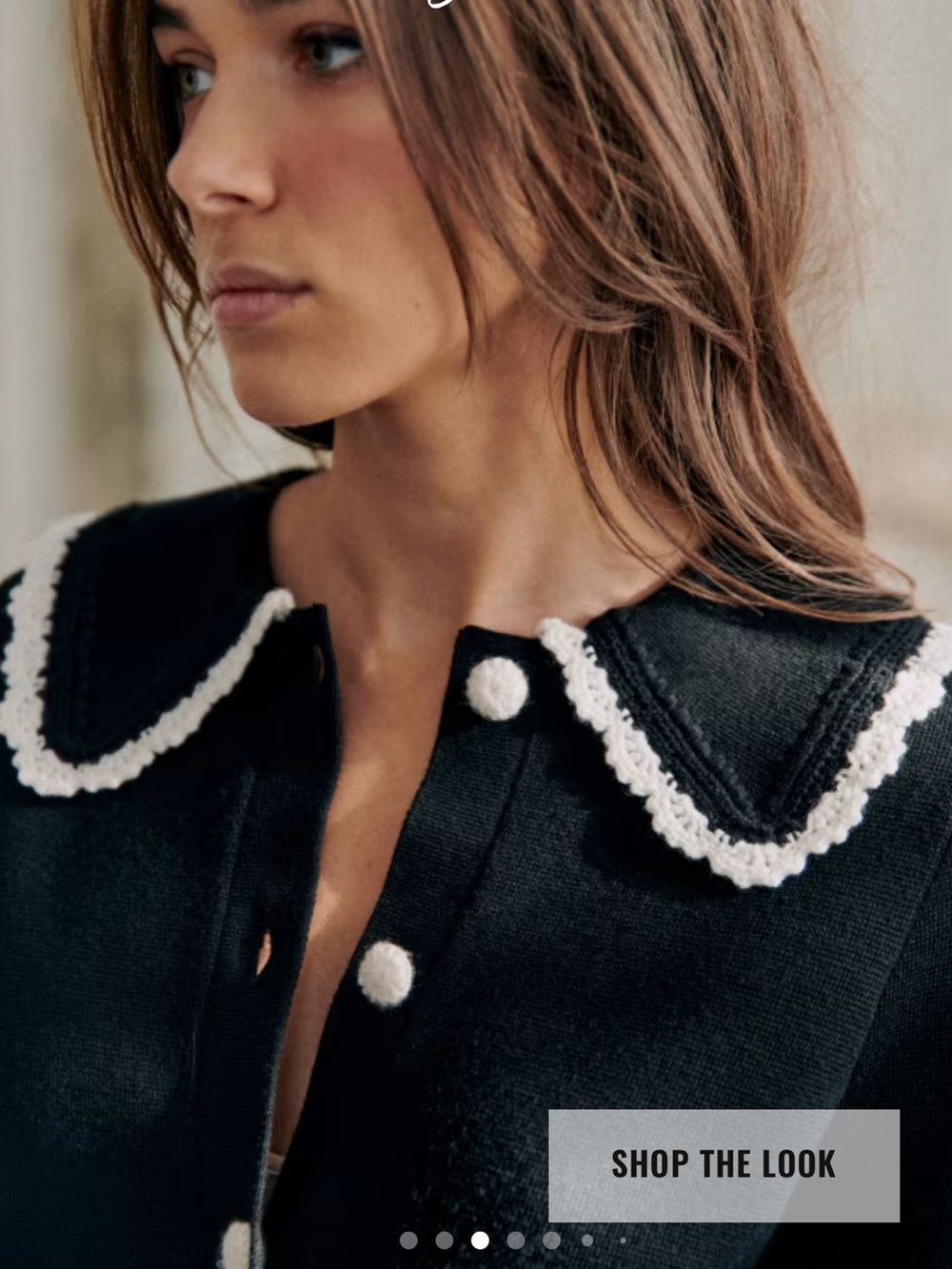 Sézane Black Cardigan with White Trim - Picture 3 of 7